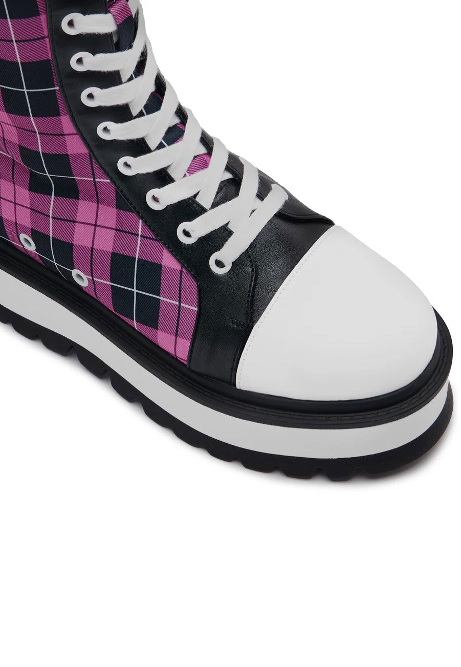 Koi Footwear - Irrelevant Long Platform Pink Check - Girl Shoes | Women-Image