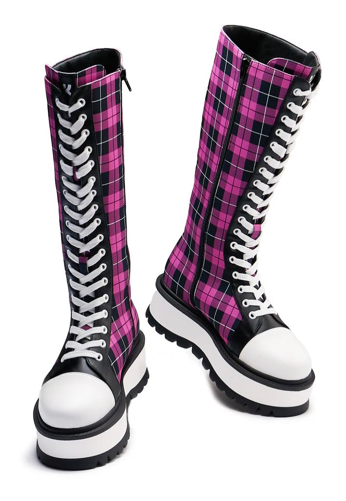Koi Footwear - Irrelevant Long Platform Pink Check - Girl Shoes | Women-Image