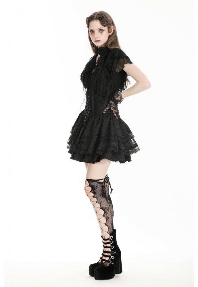 Dark In Love - Gothic Tattered Cape Mock Two-Piece - Blouse | Women-Image
