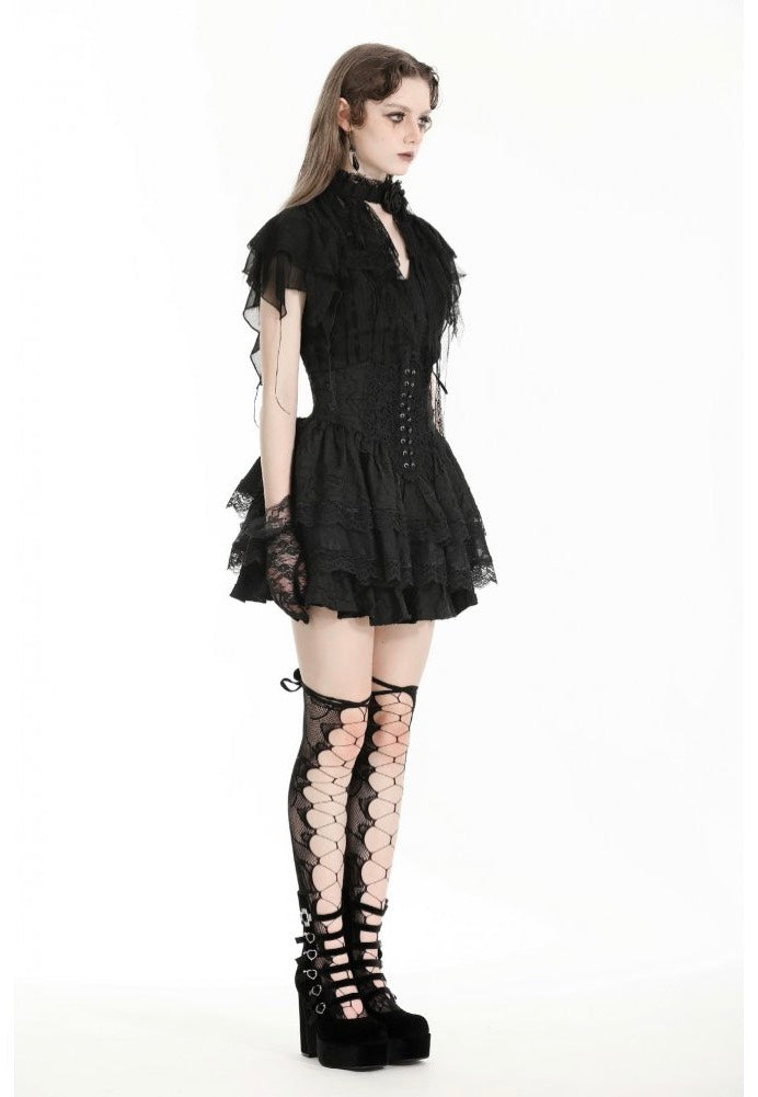 Dark In Love - Gothic Tattered Cape Mock Two-Piece - Blouse | Women-Image