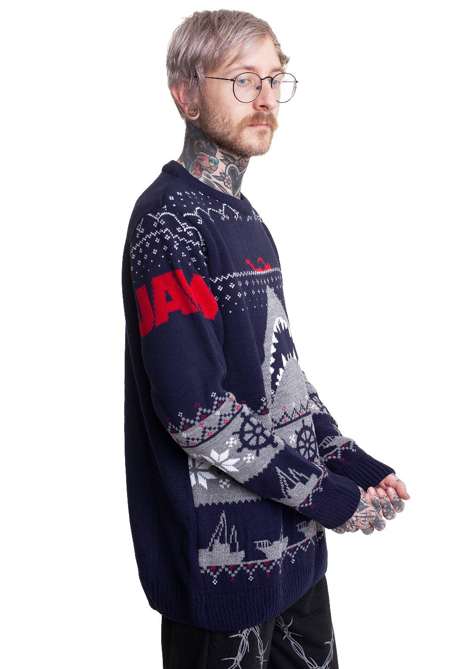 Jaws Shark Xmas Knit Jersey de punto