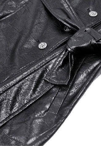 Dark In Love - Black Deep Sea Hunter Leather Long - Jacket | Women-Image