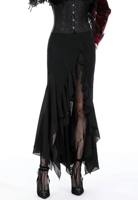 Dark In Love - Black Mermaid Ruffle Slim Long - Skirt