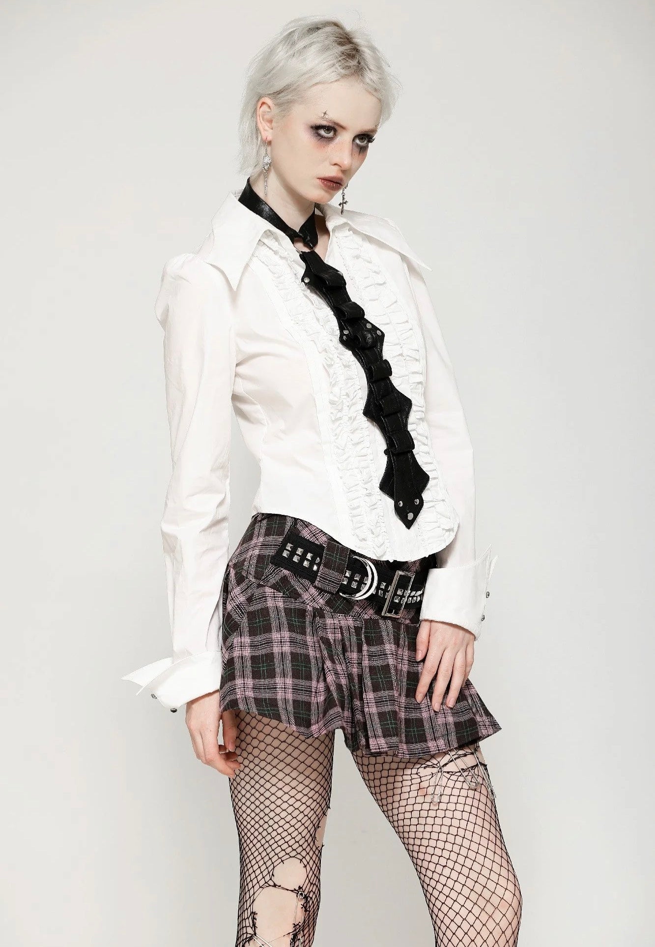 Dark In Love - Punk Pink Plaid - Skirt | Women-Image