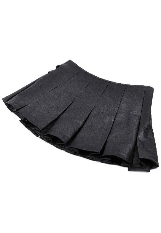 Dark In Love - Punk Sassy Girl Black PU Leather Low-Waisted - Skirt | Women-Image