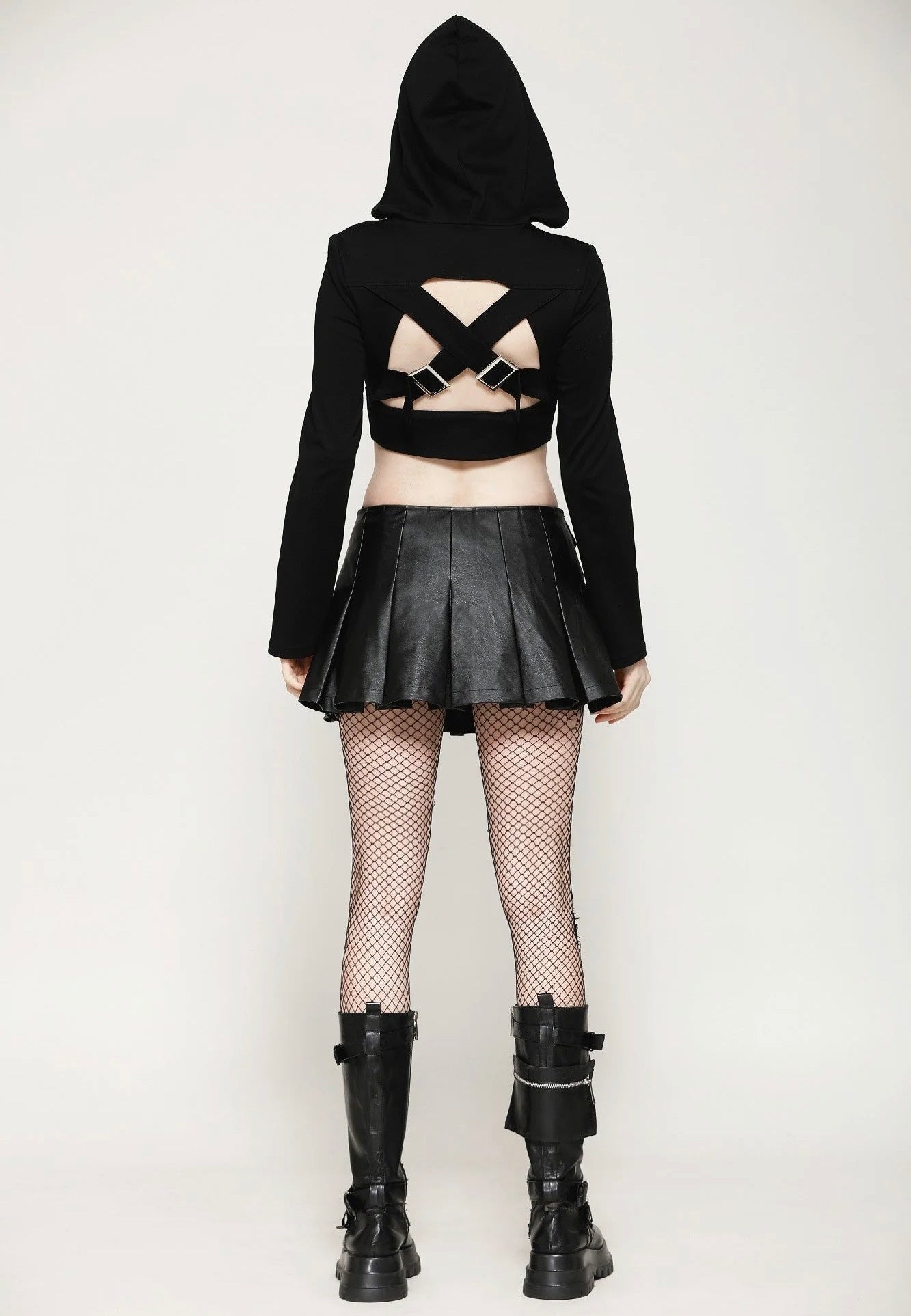 Dark In Love - Punk Sassy Girl Black PU Leather Low-Waisted - Skirt | Women-Image