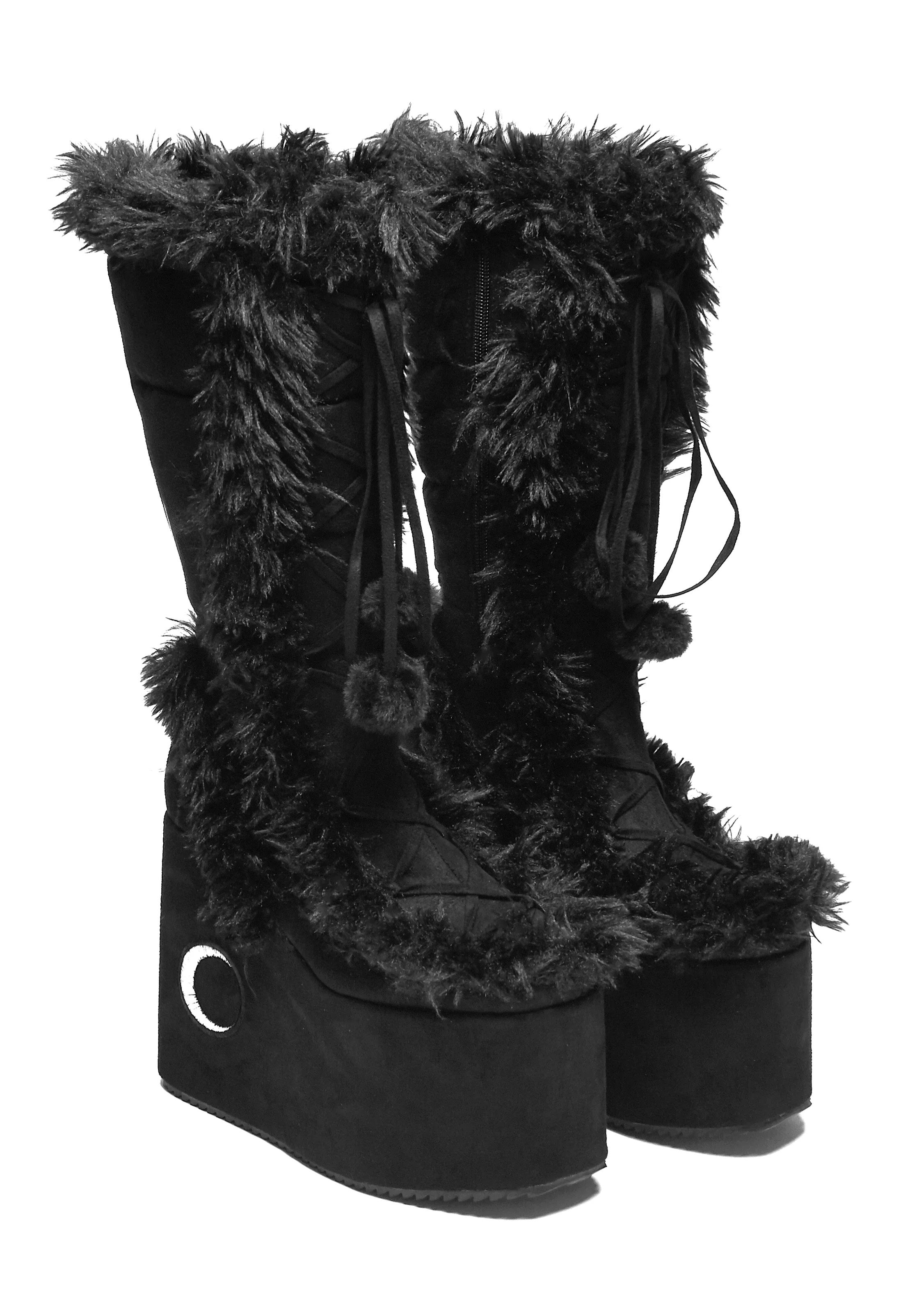Koi Footwear x Twilight - La Push Crescent Platform Faux Fur Long Black - Girl Shoes | Women-Image