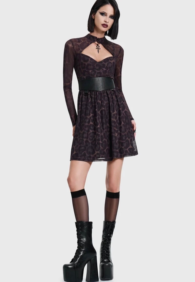 Killstar Leopard Mini Brown Vestido
