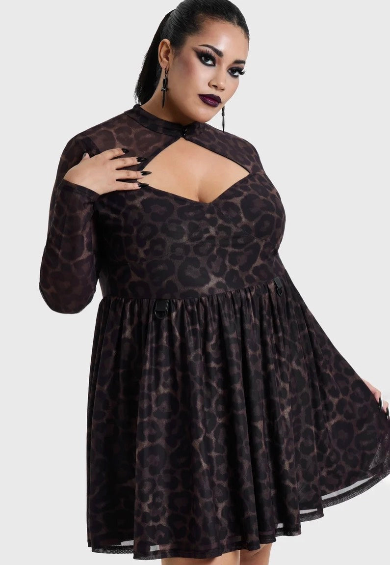 Killstar Leopard Mini Brown Vestido