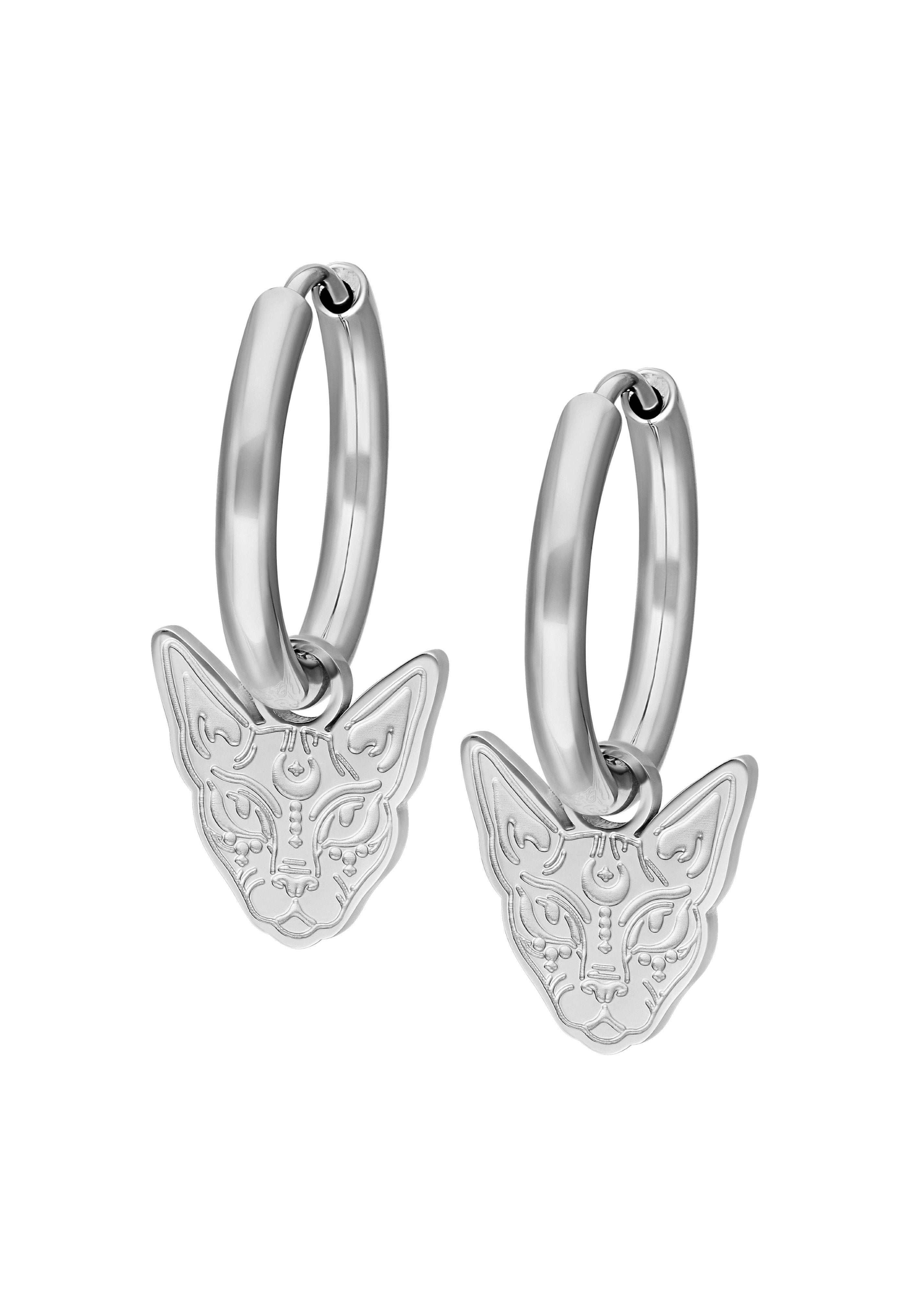 Wildcat - Little Sphynx Silver Hoops - Earrings