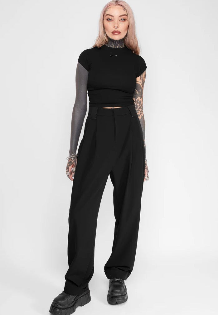 Mary Wyatt - Riley Relaxed Pleated Black - Pants | Women-Image