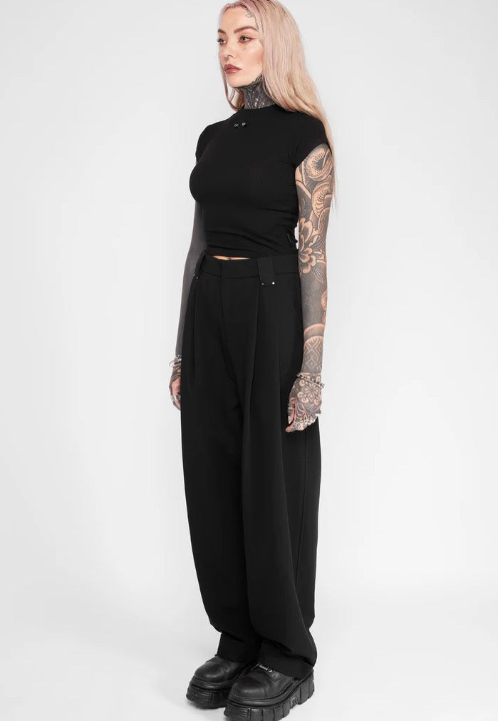 Mary Wyatt - Riley Relaxed Pleated Black - Pants | Women-Image