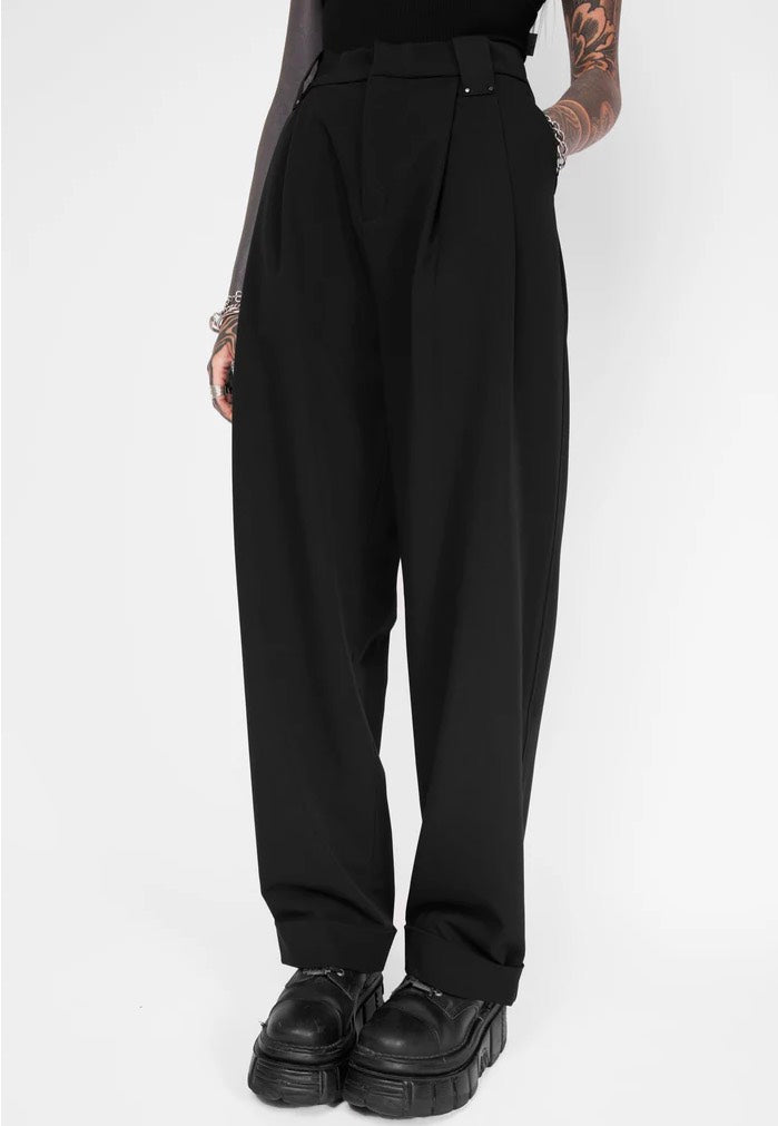 Mary Wyatt - Riley Relaxed Pleated Black - Pants | Women-Image