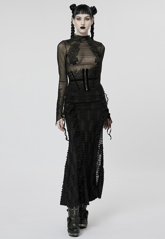 Punk Rave Melinda Sheer Mesh Turtleneck Black Top