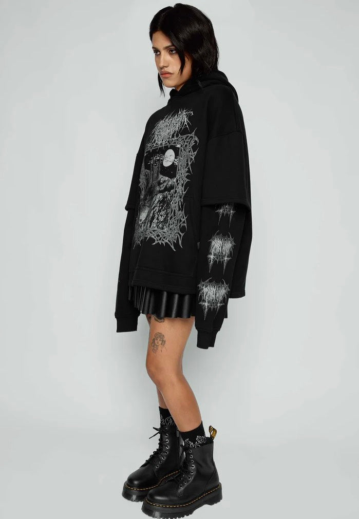 Mary Wyatt Midnight Oversized Layered Black Sudadera