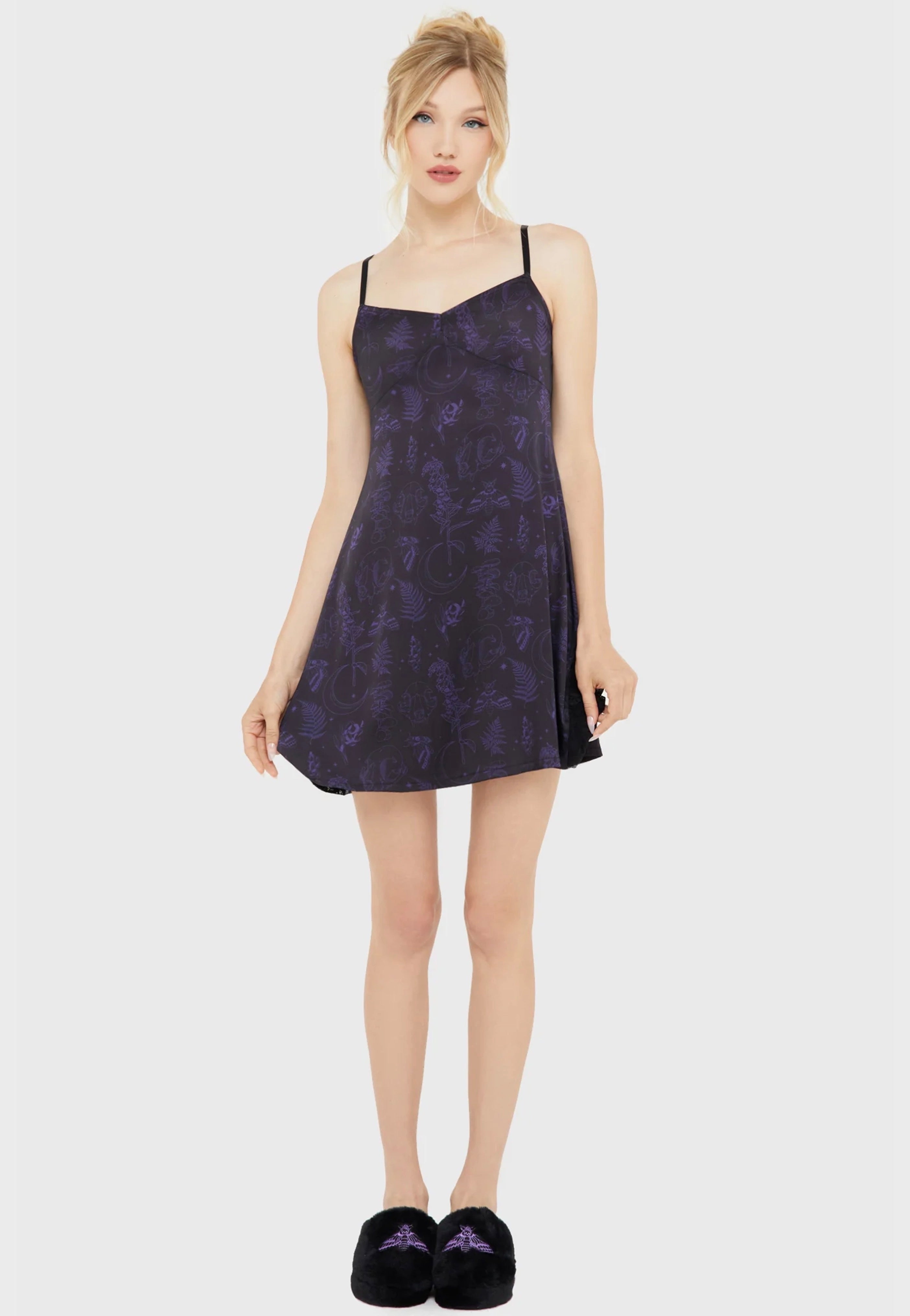Killstar - Midnight Moth Slip Black/Purple - Dress | Women-Image
