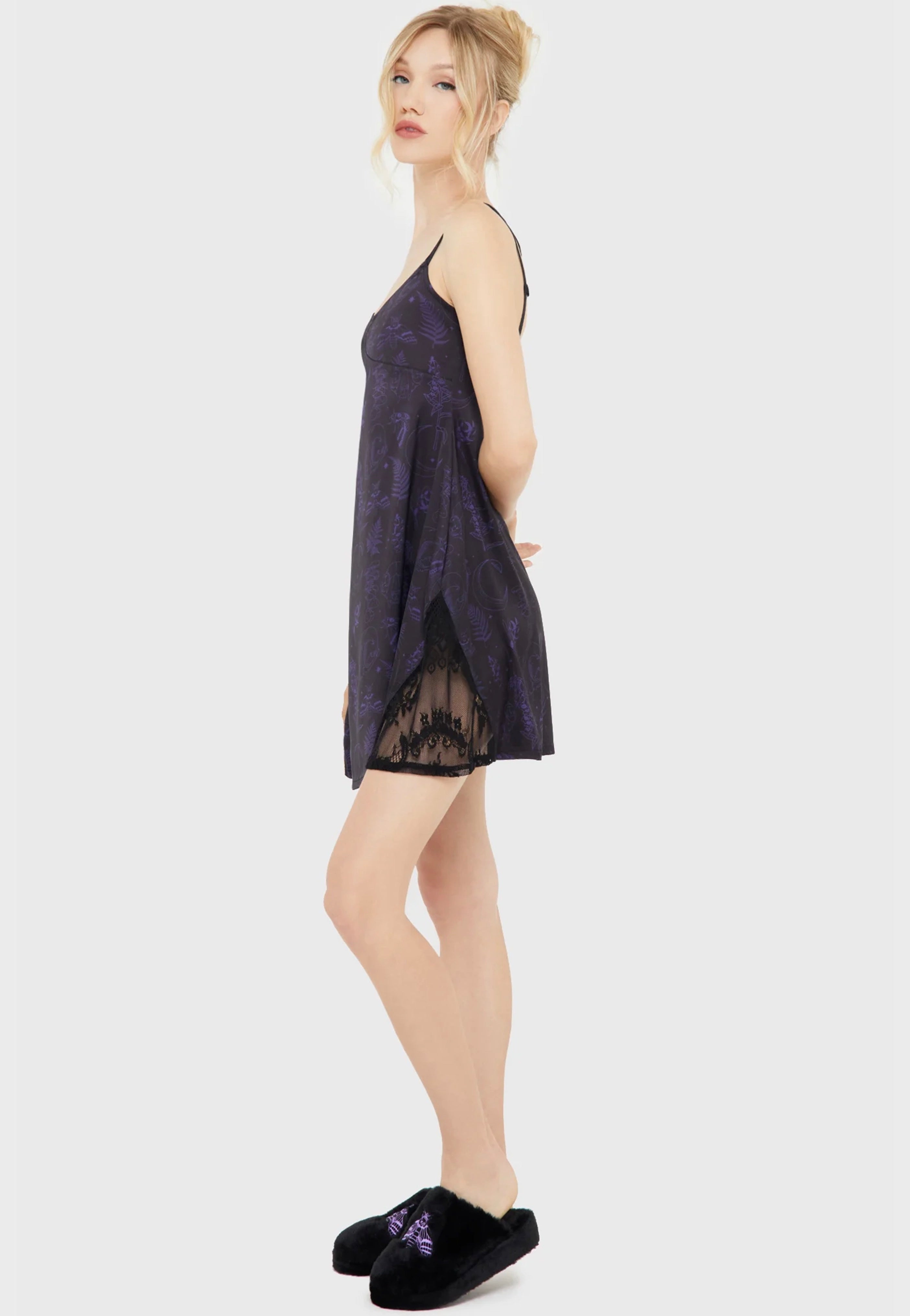 Killstar - Midnight Moth Slip Black/Purple - Dress | Women-Image