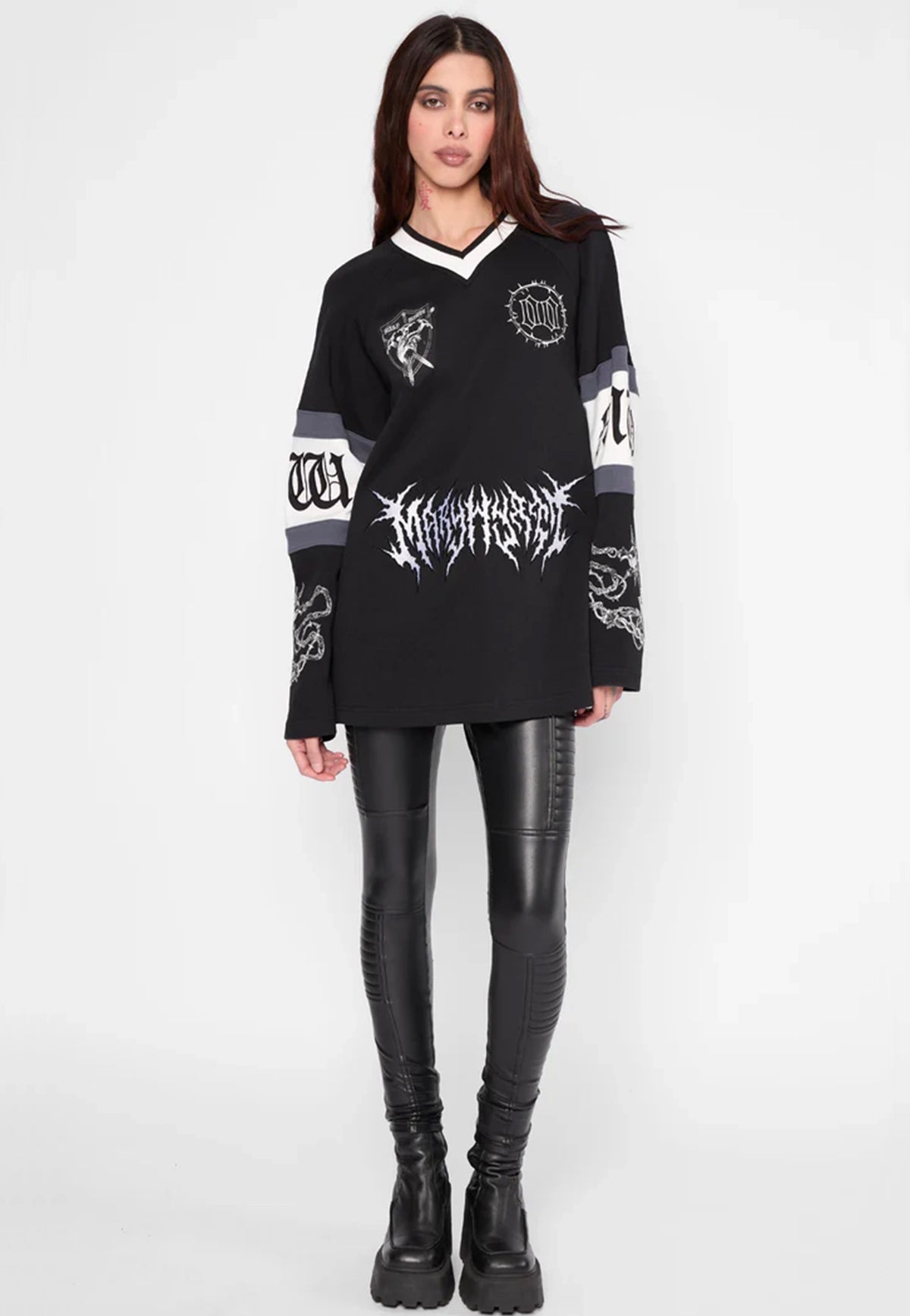 Mary Wyatt Destroy Oversized Hockey Black Jersey