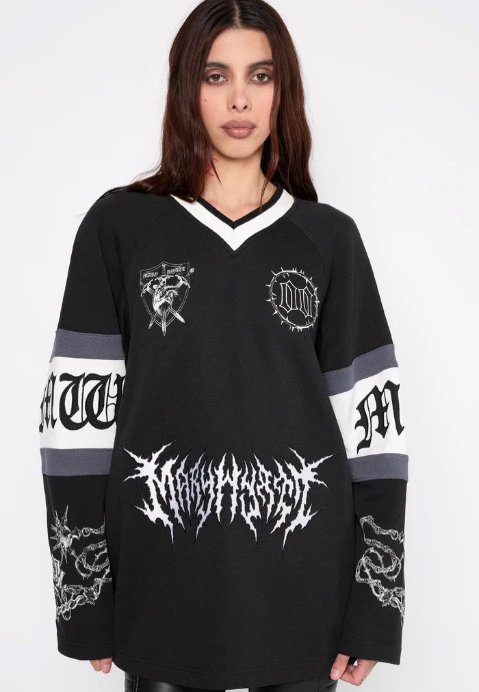 Mary Wyatt Destroy Oversized Hockey Black Jersey
