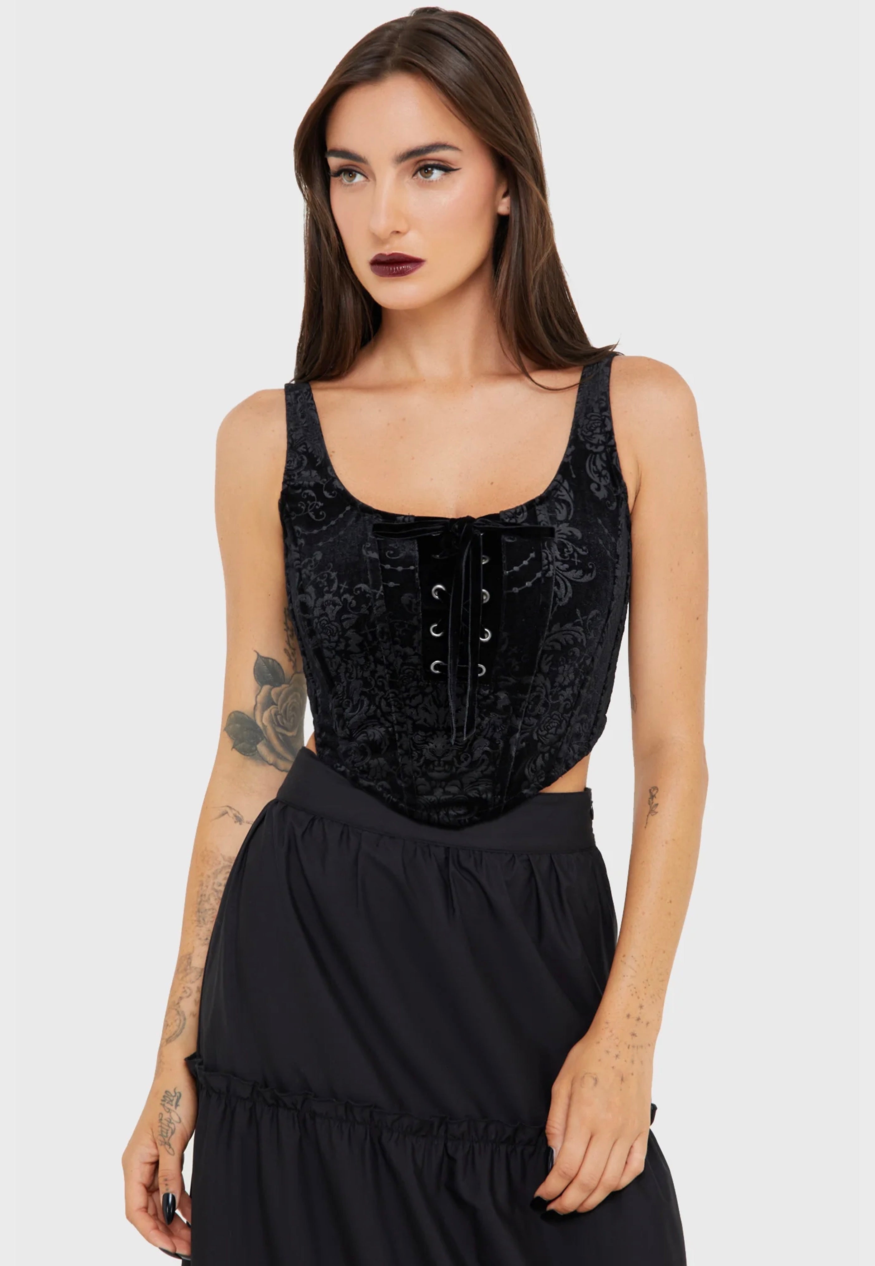 Killstar - Nightrein Black Velvet - Corset | Women-Image
