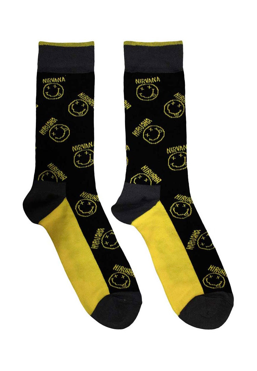 Nirvana Yellow Happy Face Pattern Calcetines