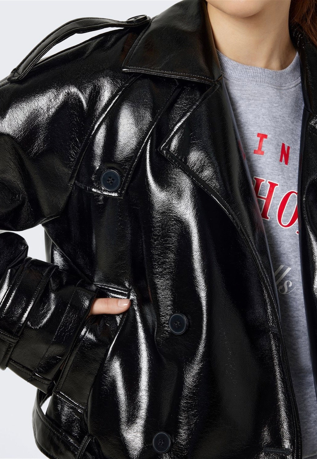 Noisy May - Neal Vinyl Short Black - Jacket