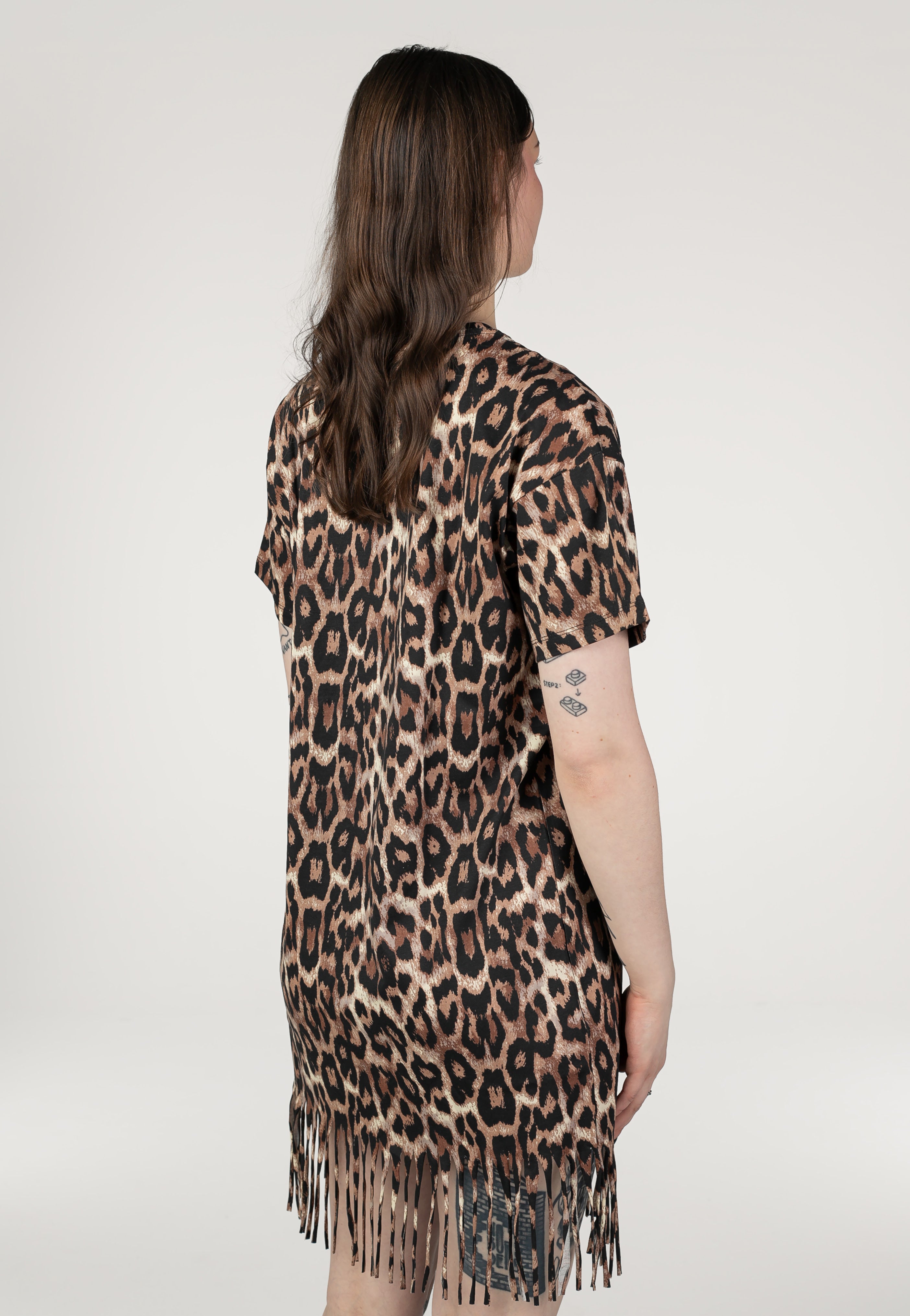 Noisy May - Keyla AOP Fringe O-Neck Black Leo - Dress | Women-Image