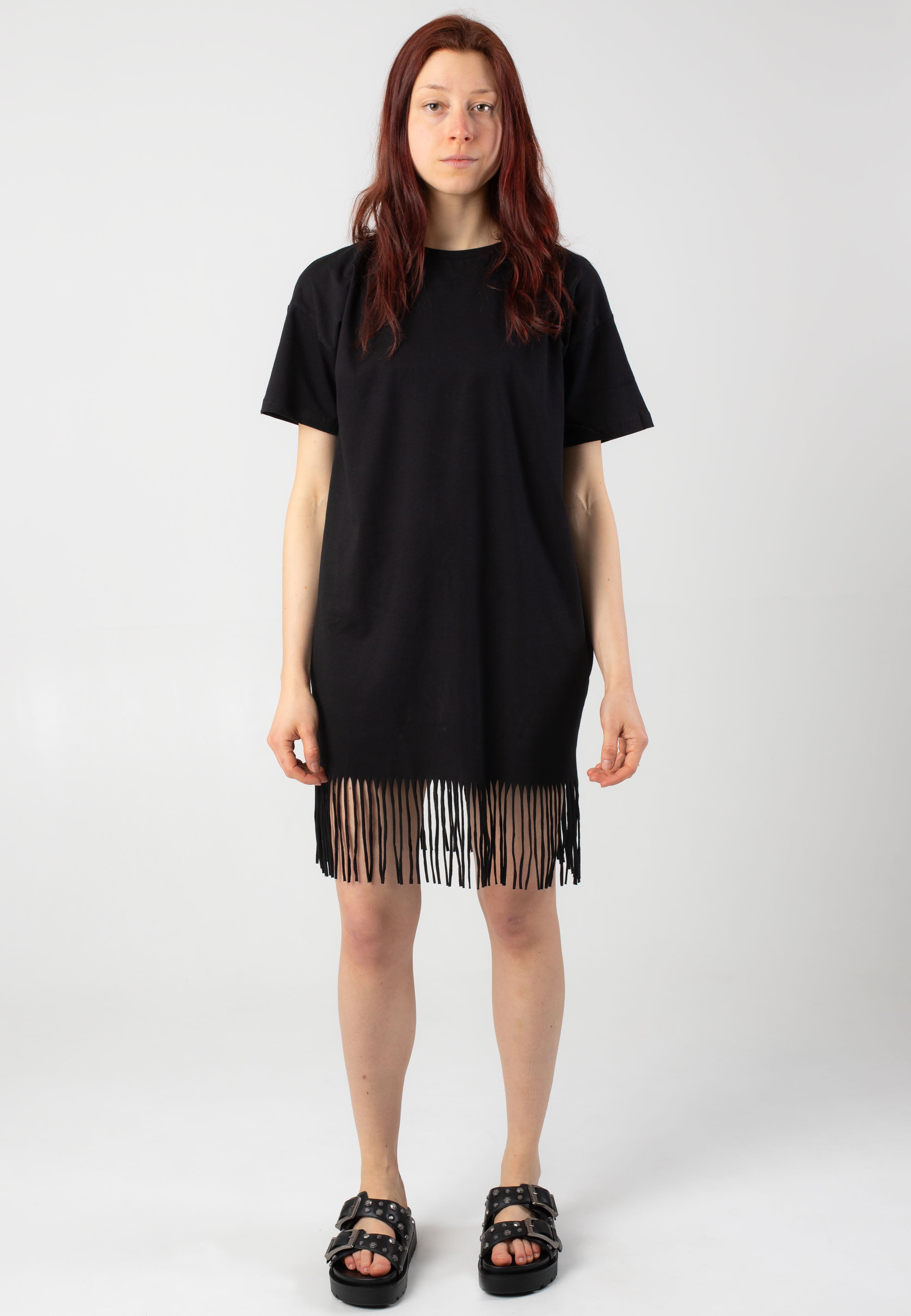 Noisy May - Keyla Fringe O Neck Black - Dress | Women-Image