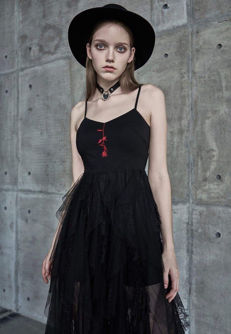 Punk Rave - Embroidered Lace Bramble Roses Black - Dress