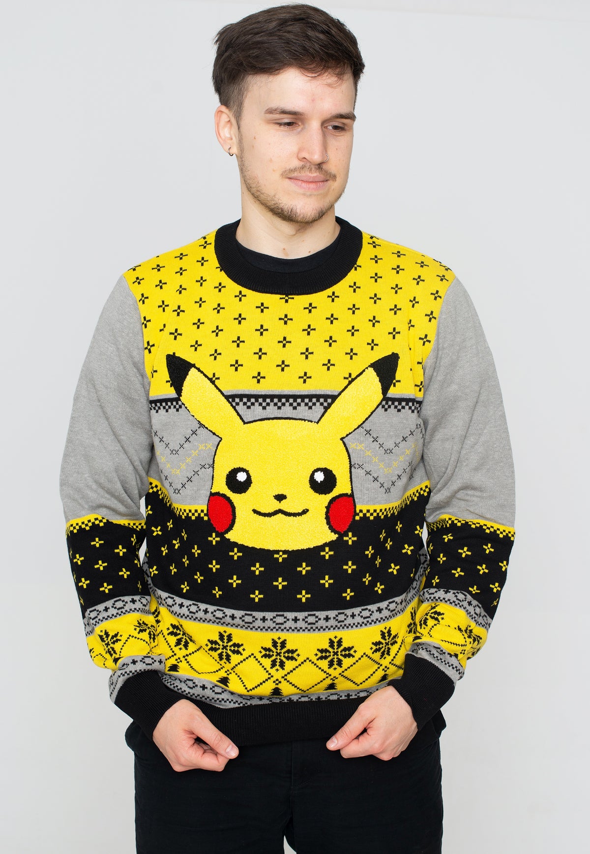 Pokémon Pikachu Xmas Knit Yellow Jersey de punto