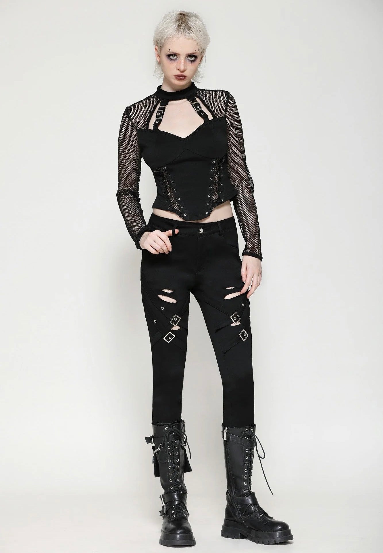 Dark In Love - Punk Versatile Distressed Long - Pants | Women-Image