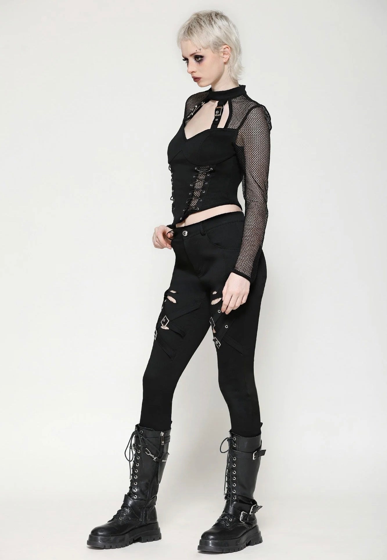 Dark In Love - Punk Versatile Distressed Long - Pants | Women-Image