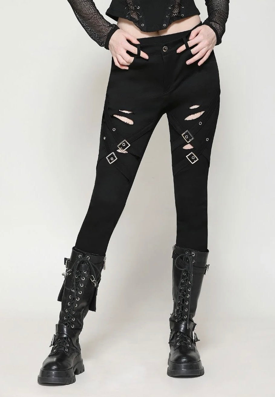 Dark In Love - Punk Versatile Distressed Long - Pants | Women-Image