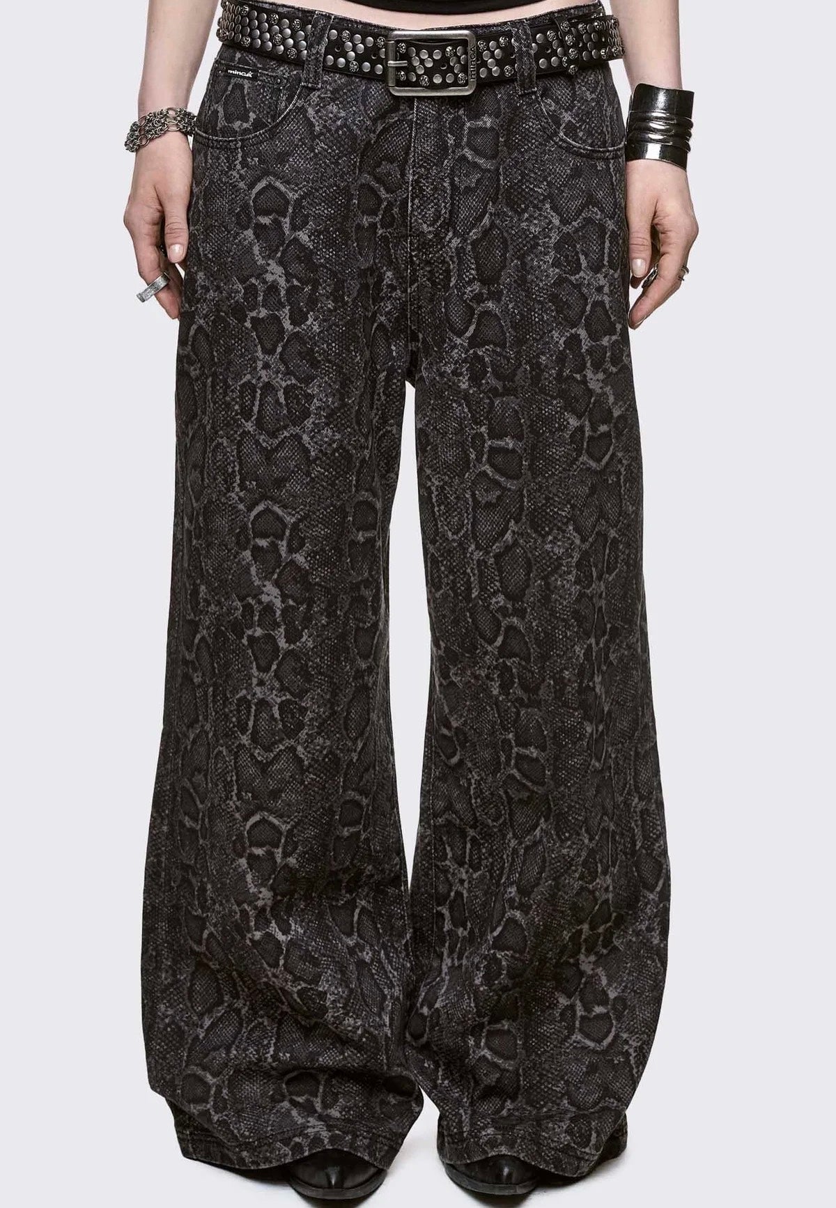 Minga London - Python Baggy Black - Jeans | Women-Image