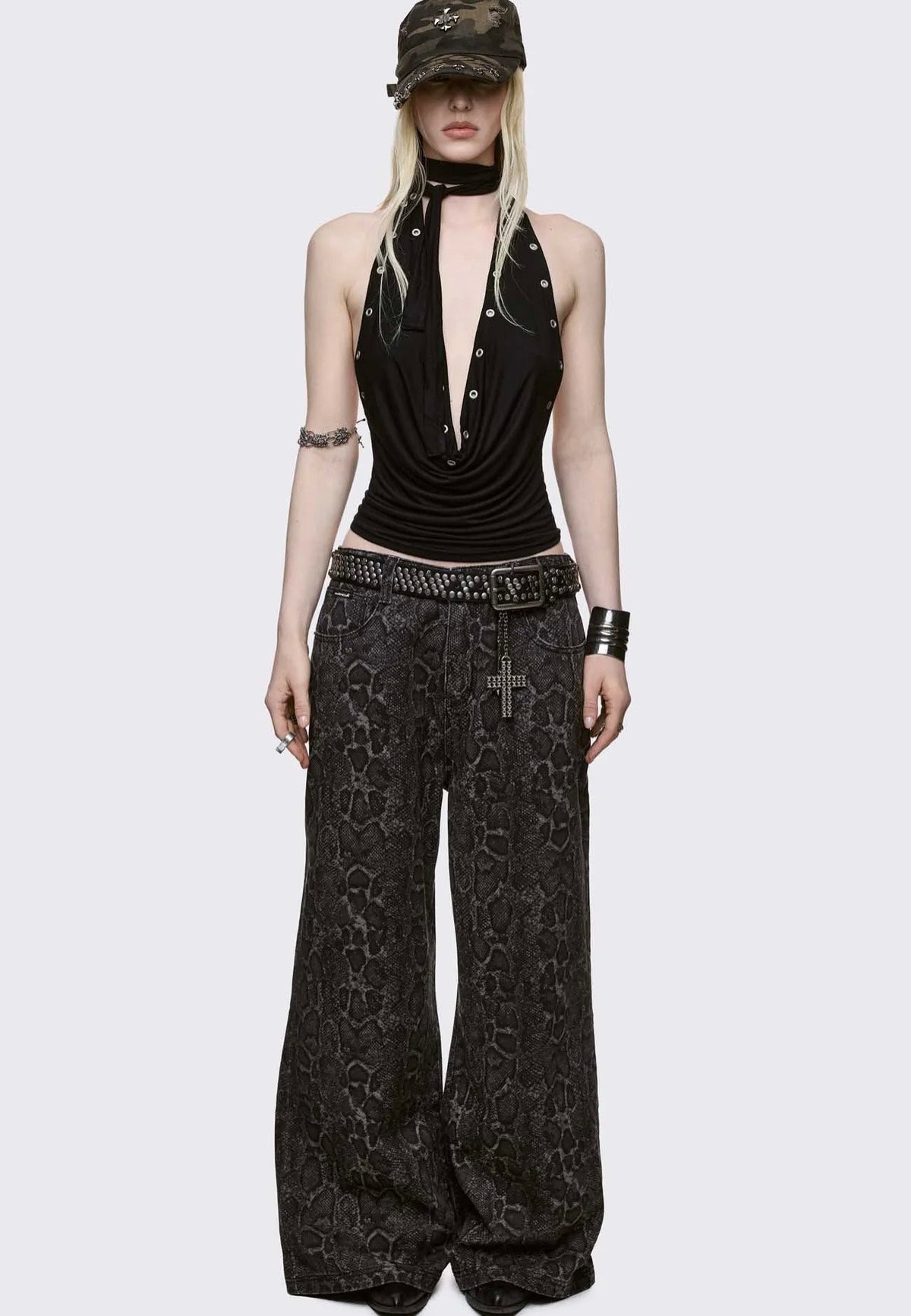 Minga London - Python Baggy Black - Jeans | Women-Image