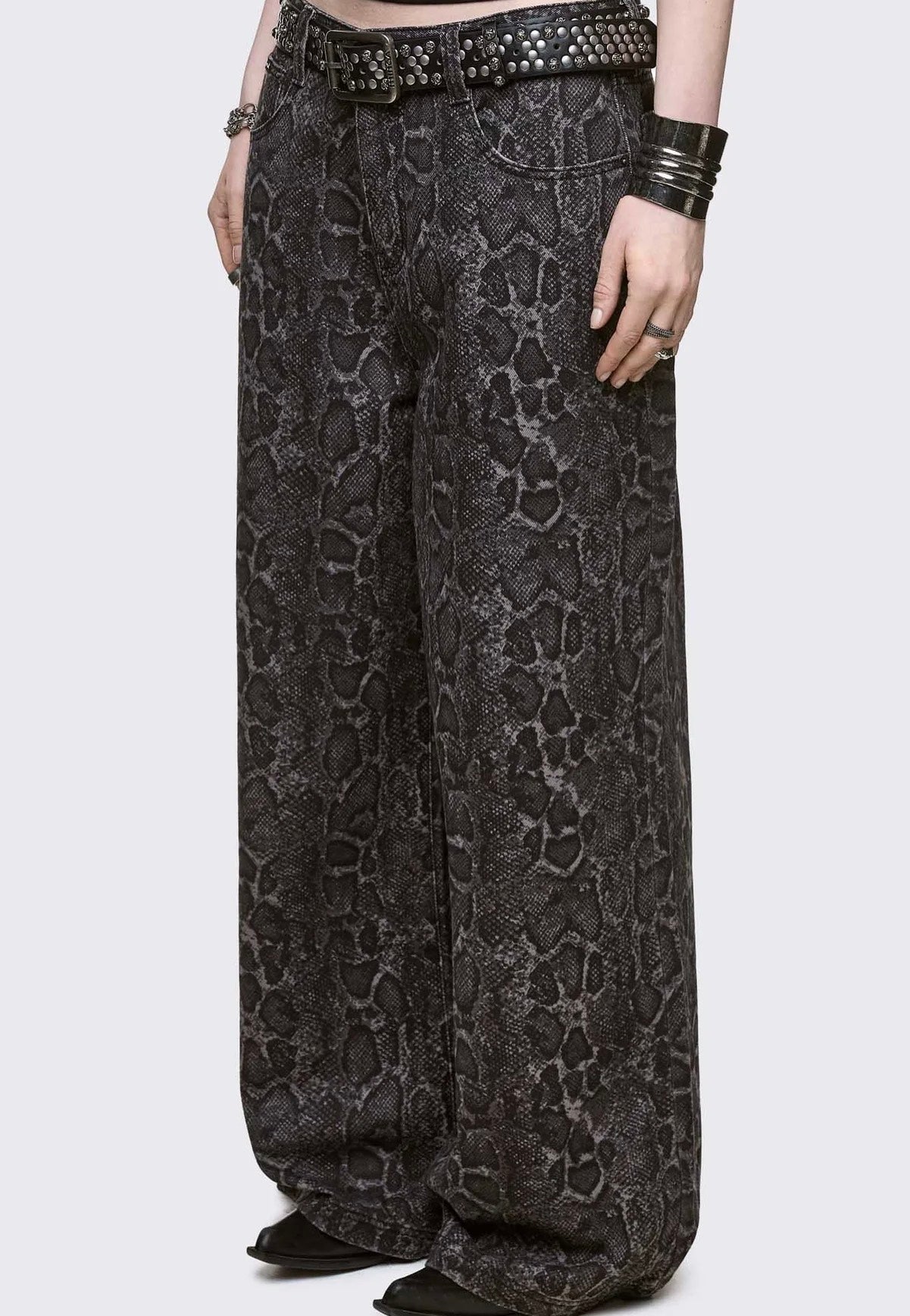 Minga London - Python Baggy Black - Jeans | Women-Image