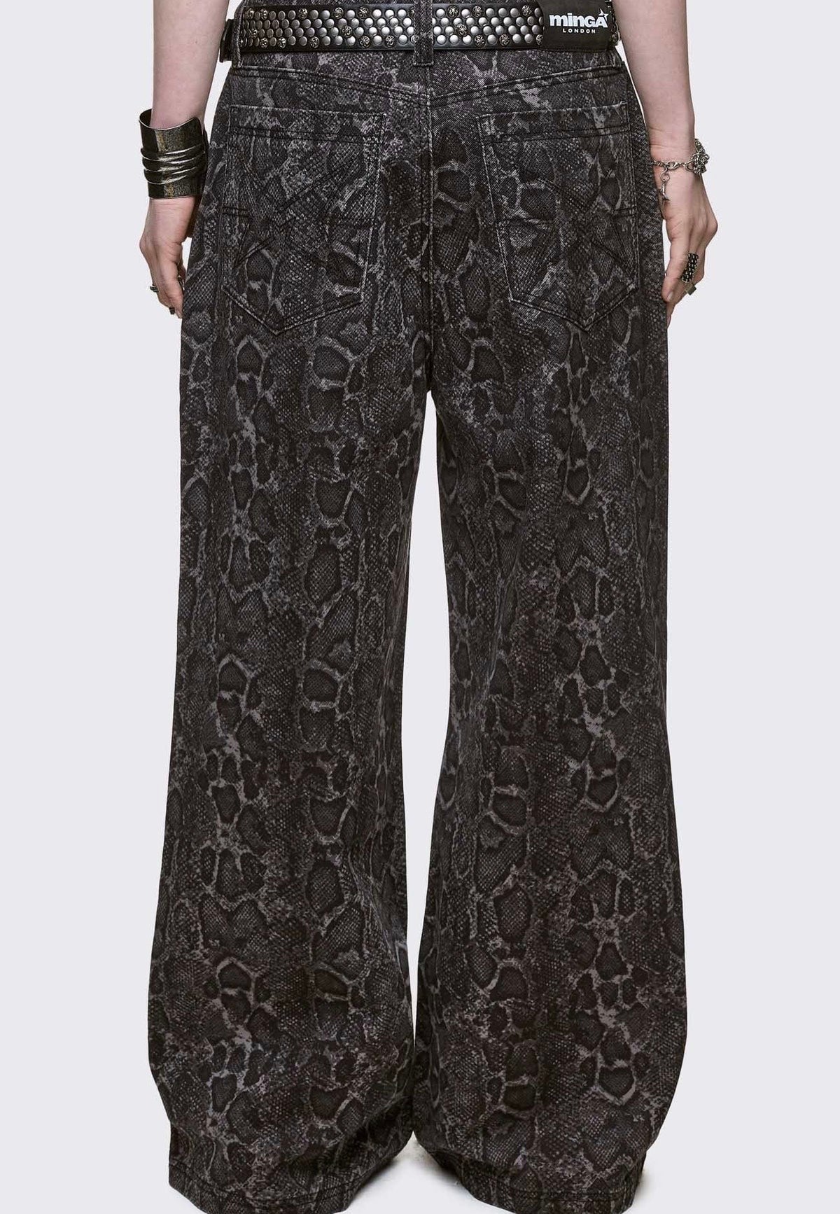 Minga London - Python Baggy Black - Jeans | Women-Image