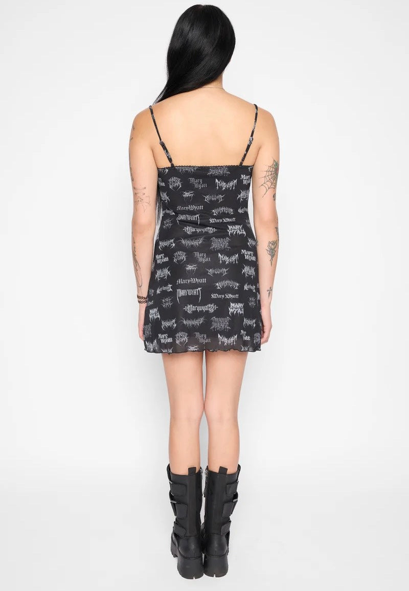 Mary Wyatt Reign Mesh Mini Black Vestido