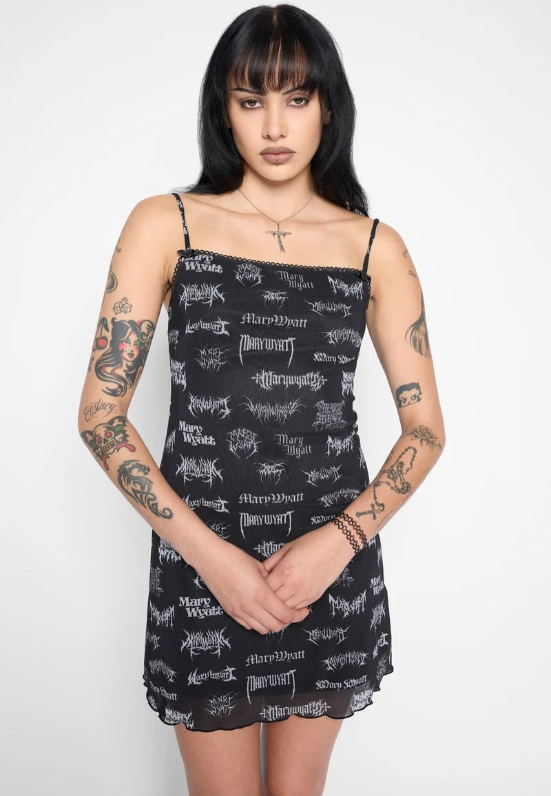 Mary Wyatt Reign Mesh Mini Black Vestido