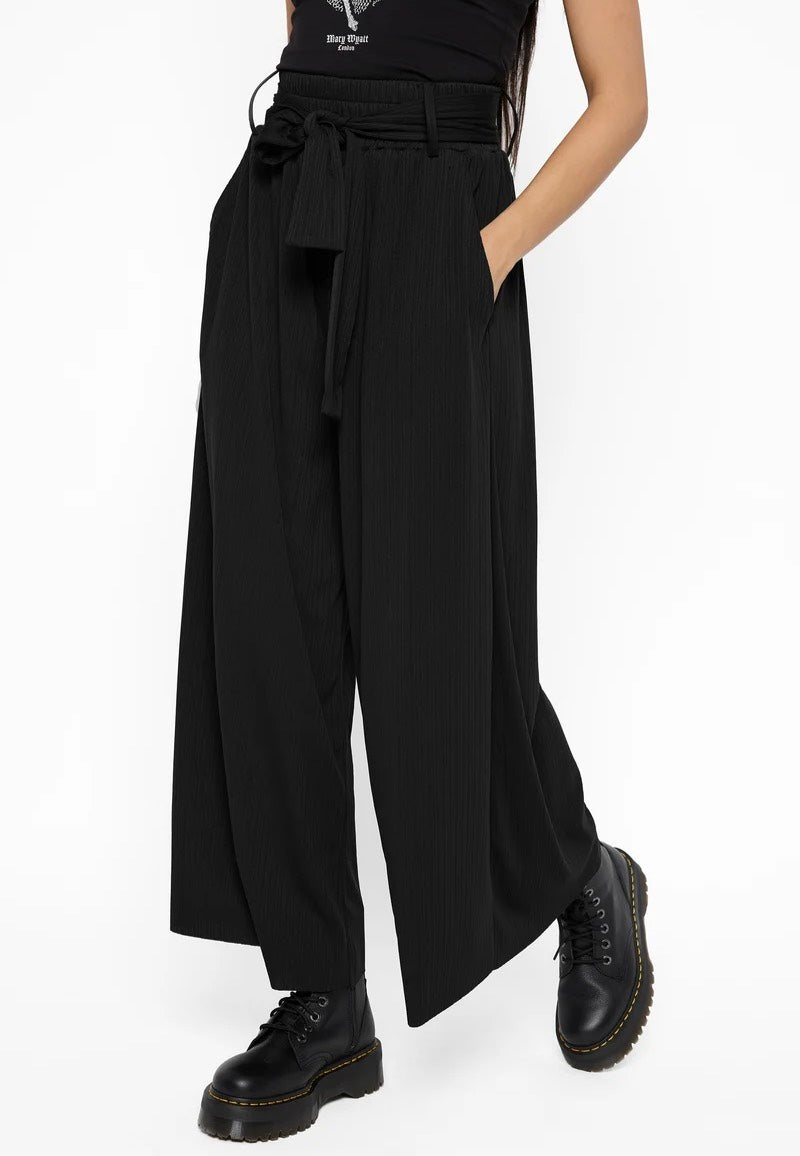 Mary Wyatt Rowan Pleated Black Pantalones