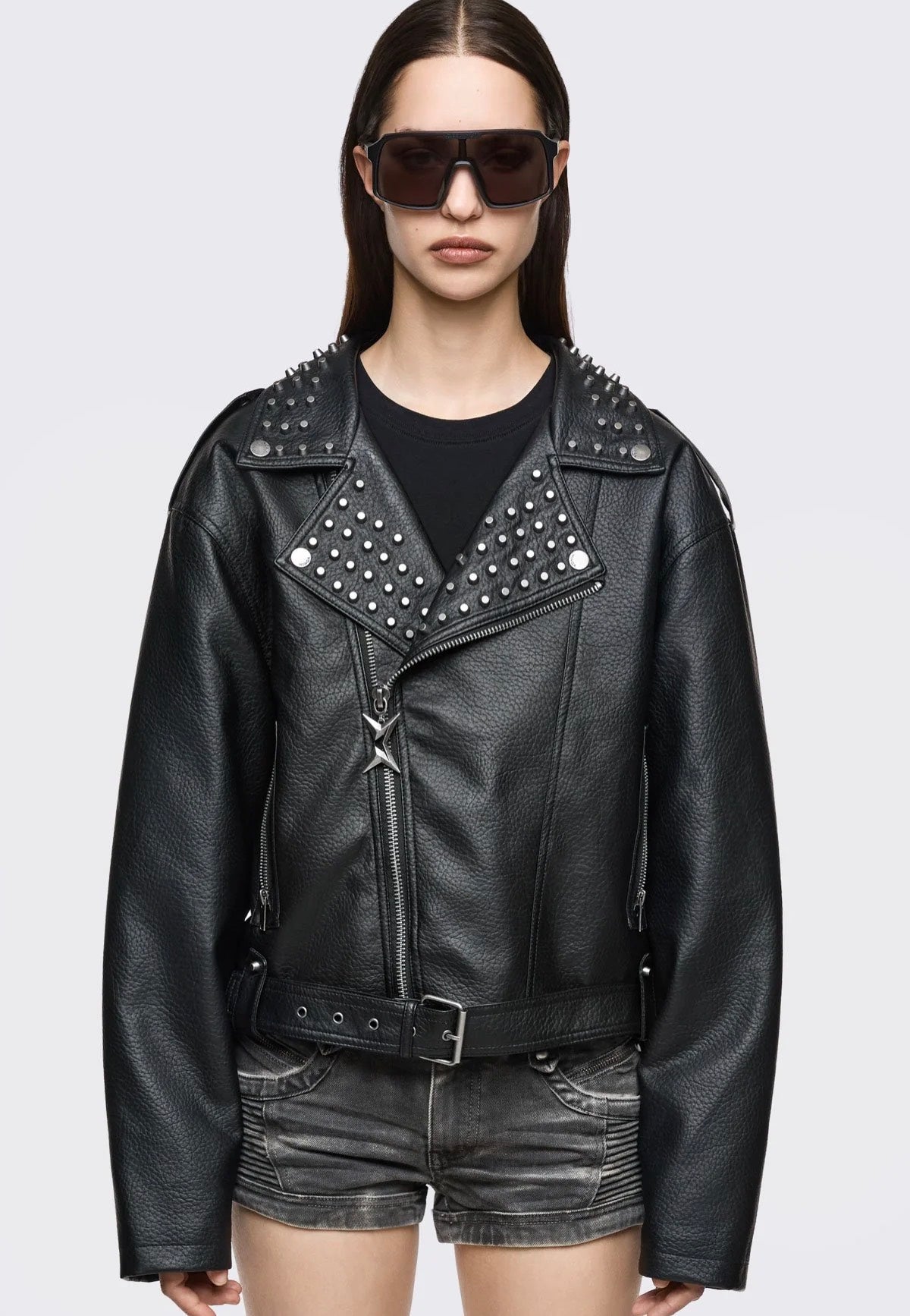 Minga London - Roxanne Biker Black - Leather Jacket | Women-Image