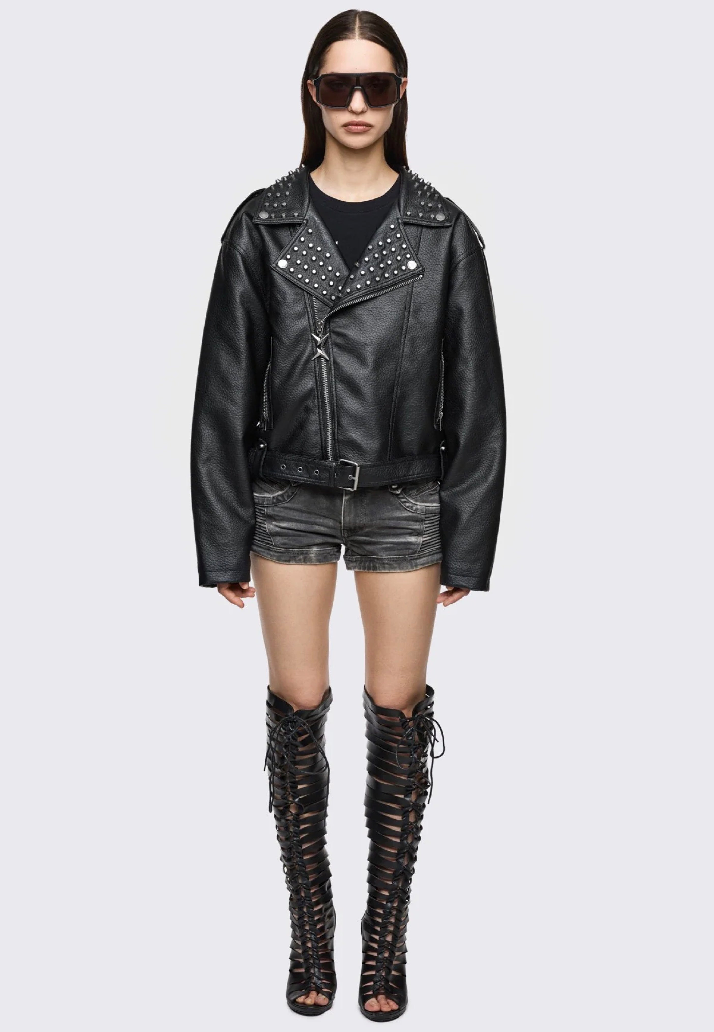Minga London - Roxanne Biker Black - Leather Jacket | Women-Image