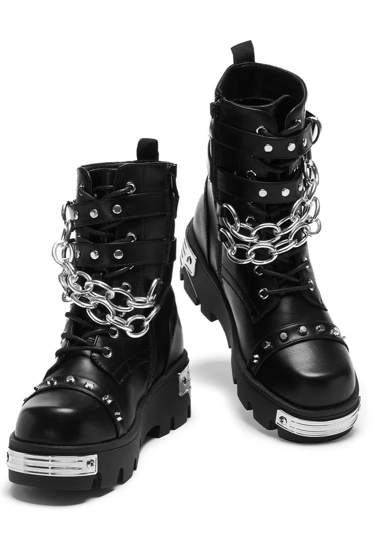 Koi Footwear - Shackled Shadows Heavy Duty Chain Biker Black - Girl Shoes | Women-Image
