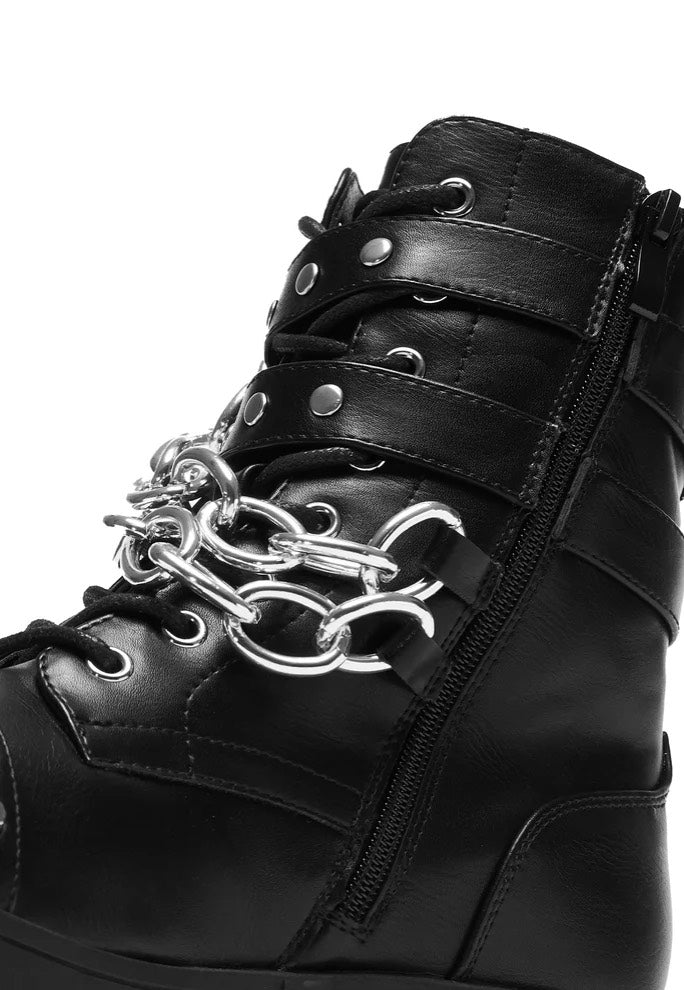 Koi Footwear - Shackled Shadows Heavy Duty Chain Biker Black - Girl Shoes | Women-Image