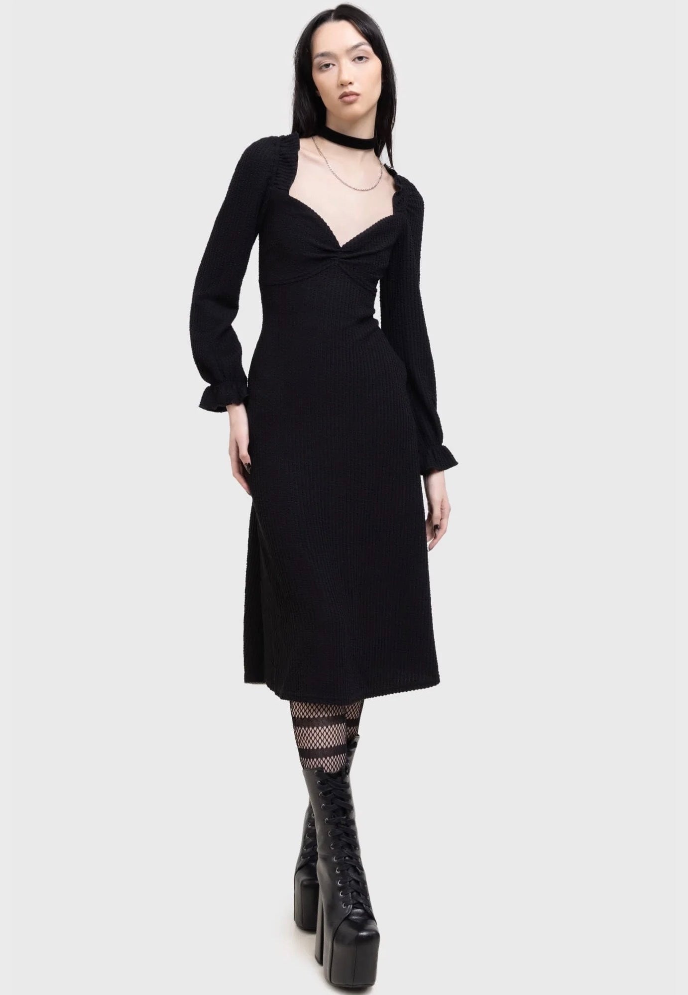 killstar long sleeve dress Killstar x Kihilist - Shadow Weave Black - Dress