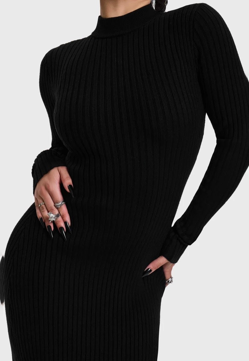 Killstar Skultra Knit Maxi Black Vestido