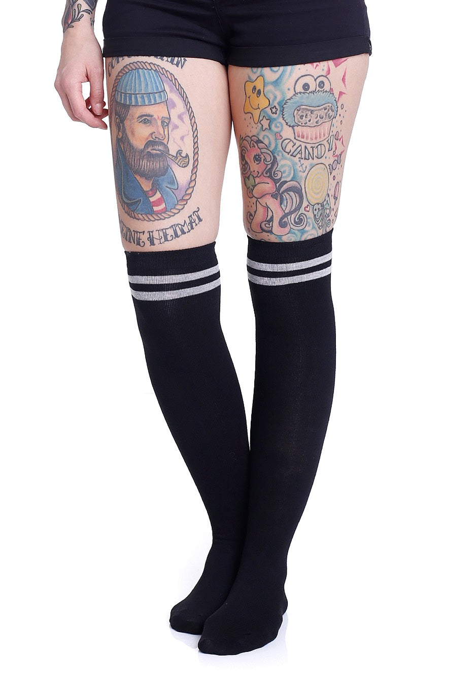 Urban Classics - Overknee 2-Pack Black/Black & Black/Grey - Socks | Women-Image