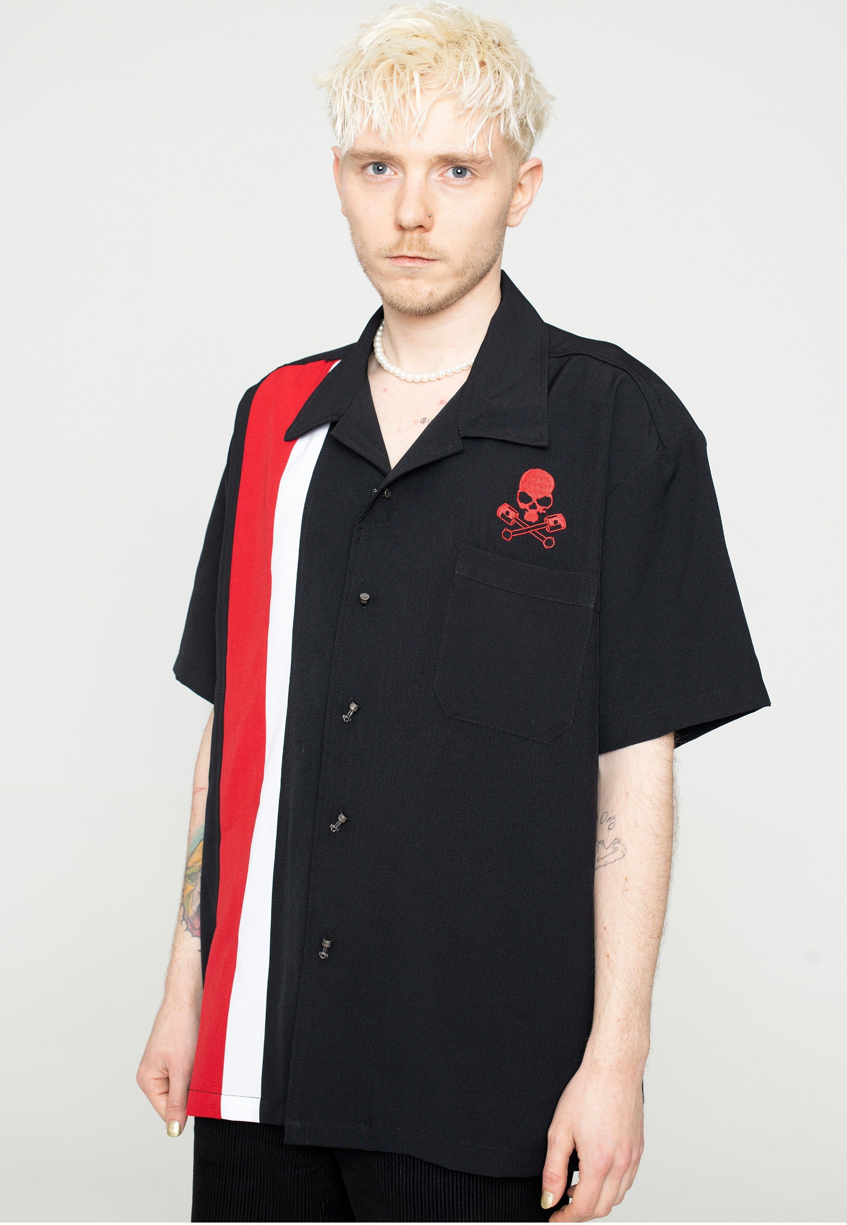 Steady Clothing - Skull Piston Racer Black - Shirt | Men-Image