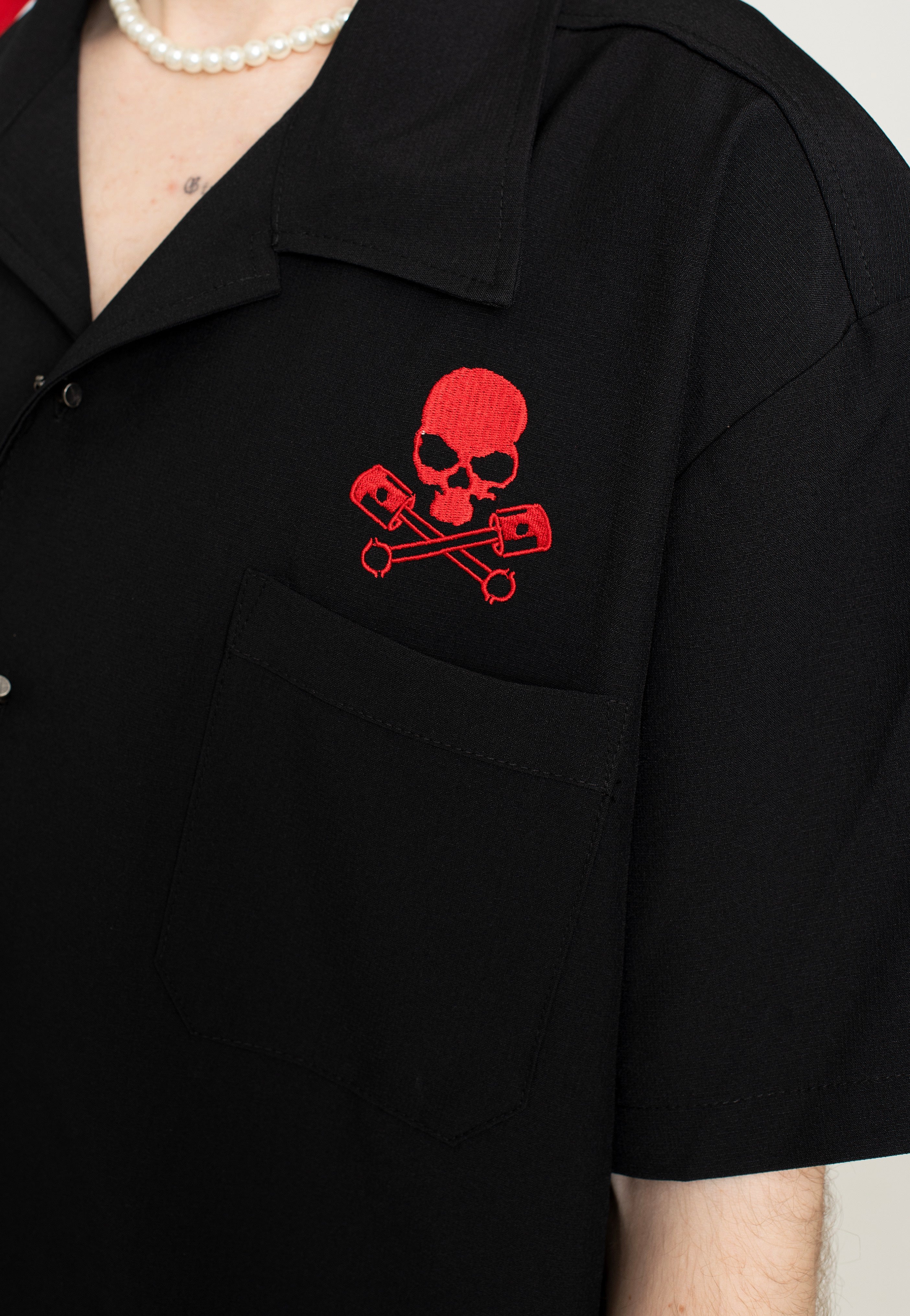 Steady Clothing - Skull Piston Racer Black - Shirt | Men-Image