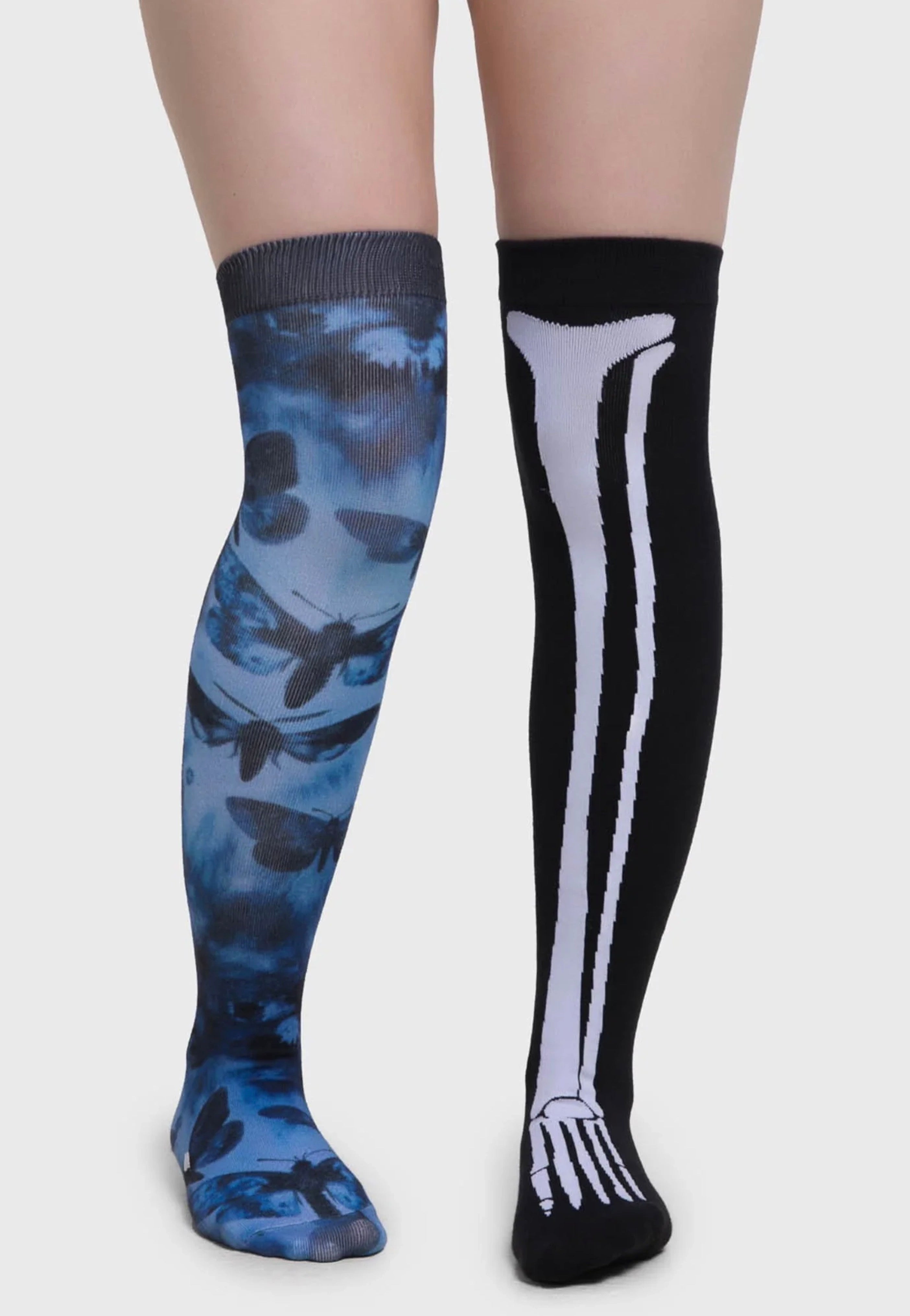 Killstar - Swarm Of Butterflies Knee High Multicoloured - Socks | Neutral-Image